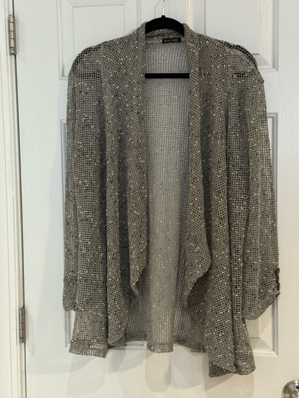 Katie Todd Metallic Open-Front Knit Cardigan - Silver
